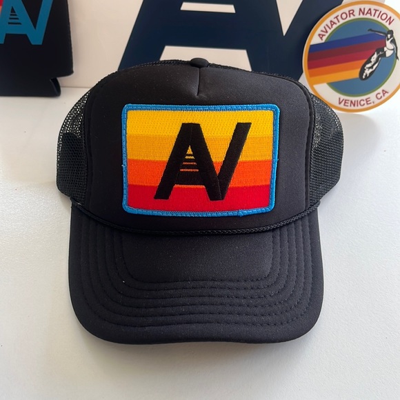 Aviator Nation Accessories - - NWT AVIATOR NATION TRUCKER HAT and Swag Black